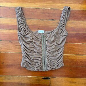 Isalis Corset Style Minimalist Shirred Stretchy Tank Top LARGE